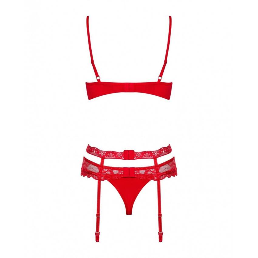 Conjunto de Lencería con Encaje Obsessive Heartina Rojo S/M - Imagen 5