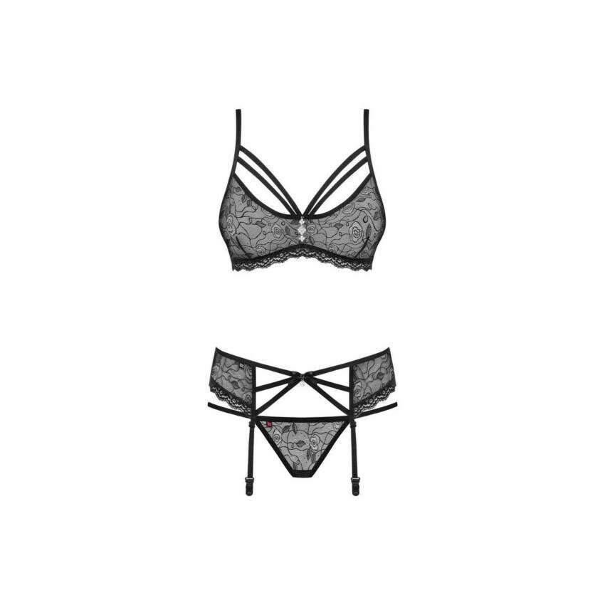 Conjunto de Lencería Obsessive 818-SEG-1 Negro L/XL - Imagen 3