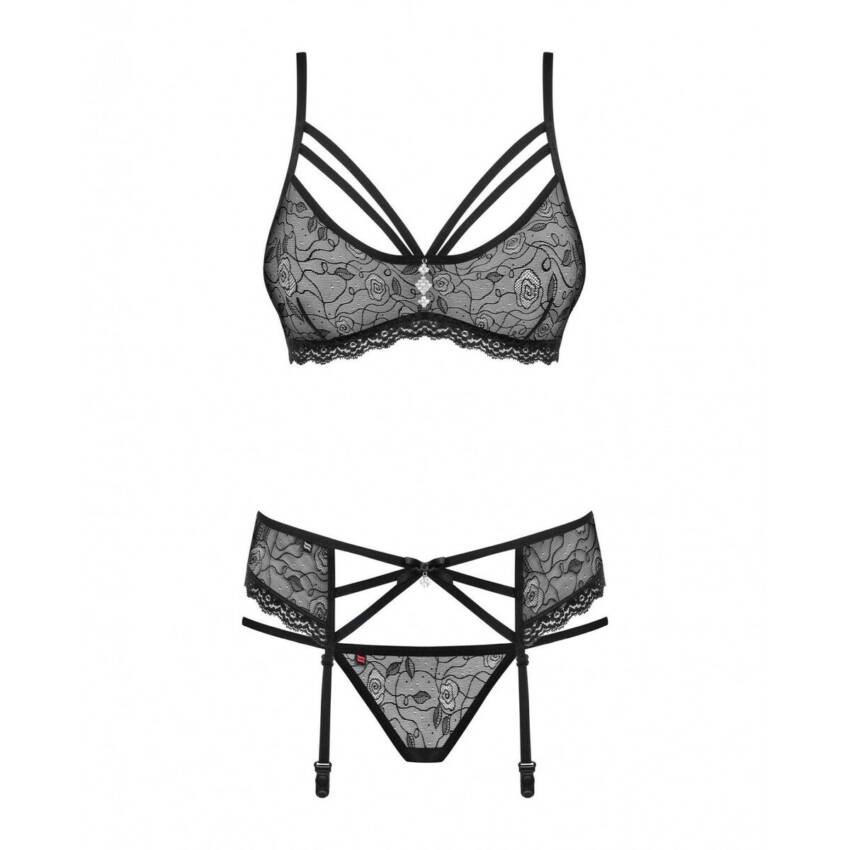 Conjunto de Lencería Obsessive 818-SEG-1 Negro L/XL - Imagen 4