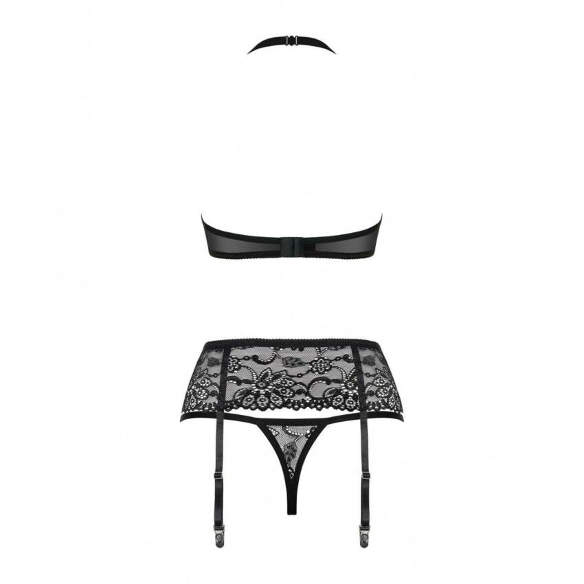 Conjunto de Lencería con Encaje Obsessive 838-SEG-1 Negro S/M - Imagen 5
