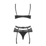 Conjunto de Lencería con Encaje Obsessive Heartina Negro S/M - Imagen 4